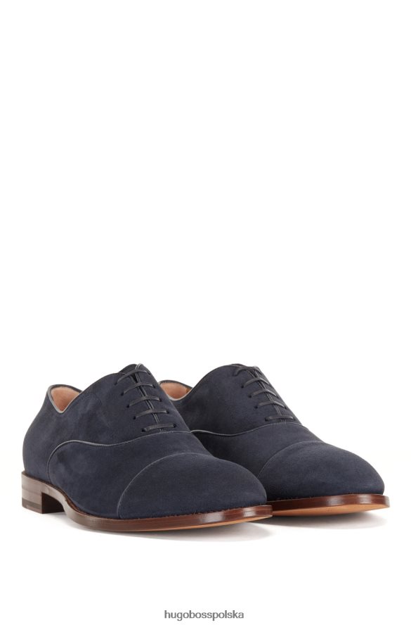 Hugo Boss ciemnoniebieskie, włoskie buty oxford hugo z zamszu z osłoną palców ciemny niebieski R0X0H64920