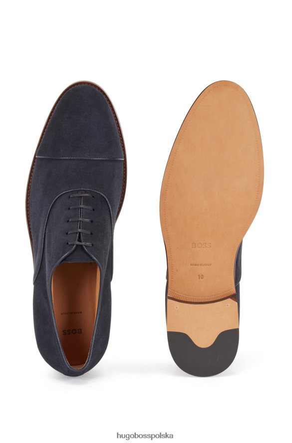 Hugo Boss ciemnoniebieskie, włoskie buty oxford hugo z zamszu z osłoną palców ciemny niebieski R0X0H64920