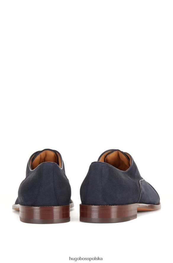 Hugo Boss ciemnoniebieskie, włoskie buty oxford hugo z zamszu z osłoną palców ciemny niebieski R0X0H64920
