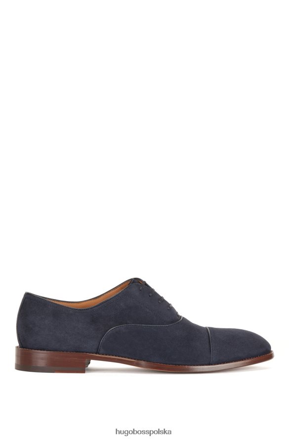 Hugo Boss ciemnoniebieskie, włoskie buty oxford hugo z zamszu z osłoną palców ciemny niebieski R0X0H64920