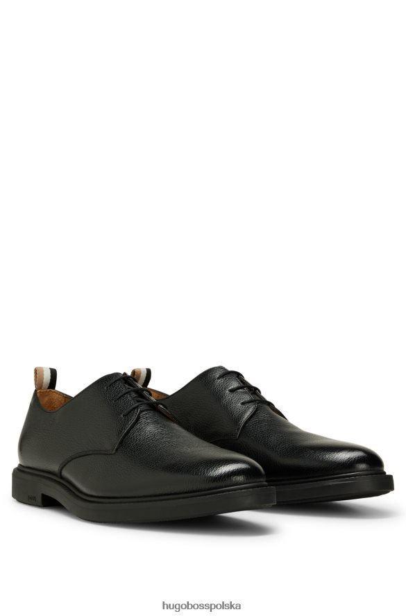 Hugo Boss czarne buty derby hugo ze skóry gruboziarnistej z detalami z logo czarny R0X0H64648