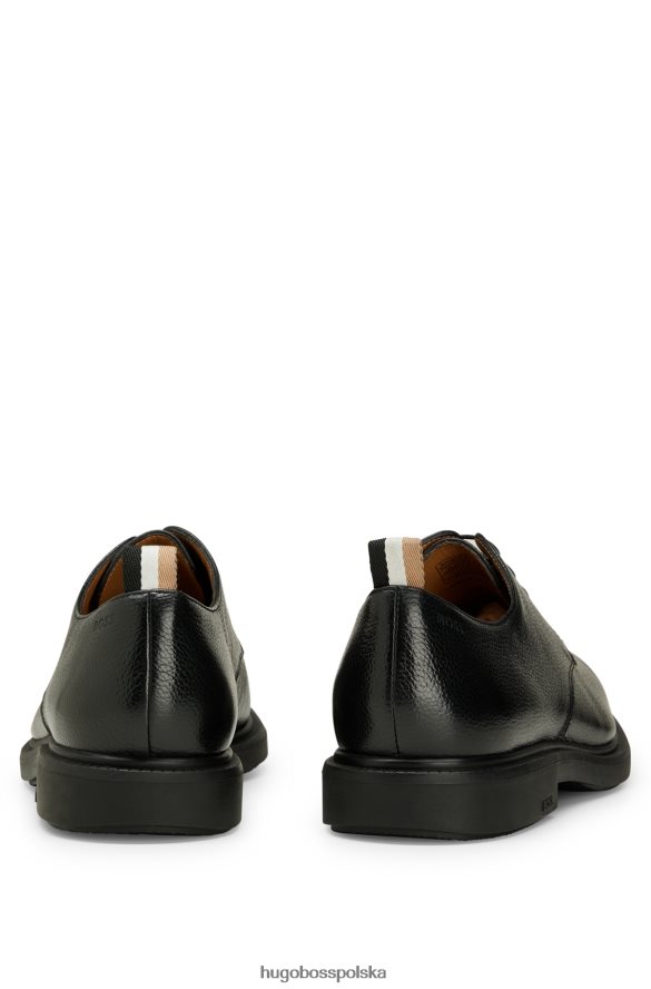 Hugo Boss czarne buty derby hugo ze skóry gruboziarnistej z detalami z logo czarny R0X0H64648