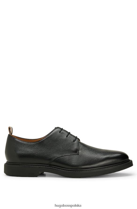 Hugo Boss czarne buty derby hugo ze skóry gruboziarnistej z detalami z logo czarny R0X0H64648