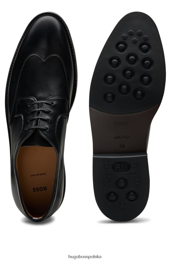 Hugo Boss czarne buty derby typu wingtip z polerowanej skóry hugo czarny R0X0H64793