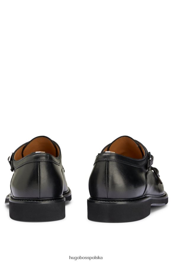 Hugo Boss skórzane buty typu double monk z wyściełaną wkładką hugo czarne czarny R0X0H64813