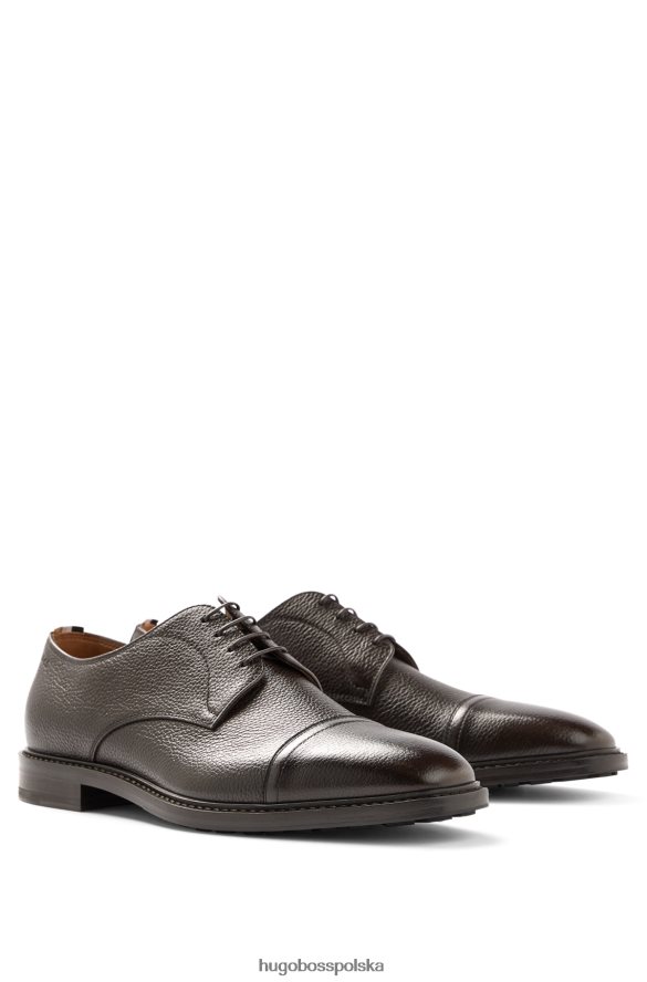 Hugo Boss włoskie buty derby cap toe ze skóry licowej w kolorze ciemnobrązowym hugo ciemny brąz R0X0H64855