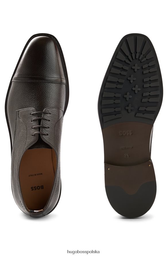 Hugo Boss włoskie buty derby cap toe ze skóry licowej w kolorze ciemnobrązowym hugo ciemny brąz R0X0H64855