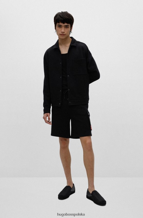 Hugo Boss Czarne espadryle hugo na jutowej podeszwie z nadrukowanym logo czarny R0X0H64853