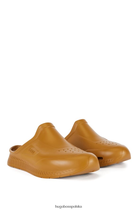Hugo Boss Gumowane, wsuwane sandały hugo z logo emed ciemny żółty R0X0H64868