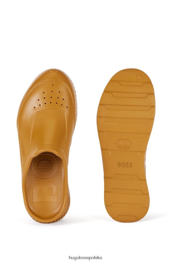 Hugo Boss Gumowane, wsuwane sandały hugo z logo emed ciemny żółty R0X0H64868