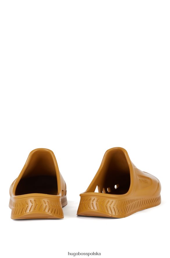 Hugo Boss Gumowane, wsuwane sandały hugo z logo emed ciemny żółty R0X0H64868