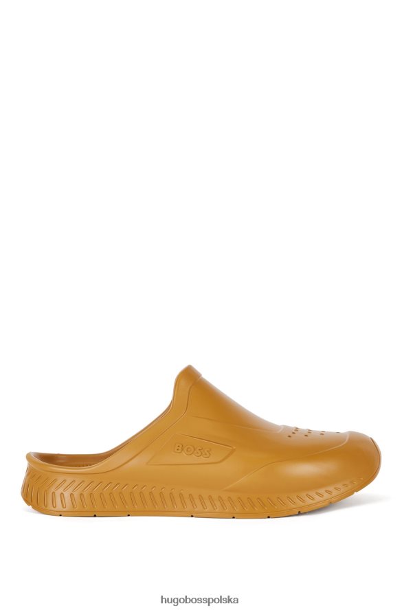 Hugo Boss Gumowane, wsuwane sandały hugo z logo emed ciemny żółty R0X0H64868