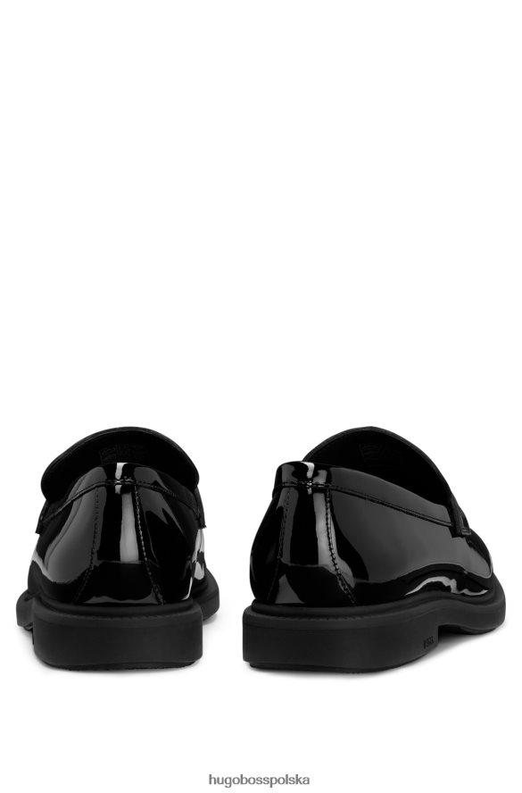 Hugo Boss Mokasyny z lakierowanej skóry z czarno-złotym logo Hugo Black czarny R0X0H64987