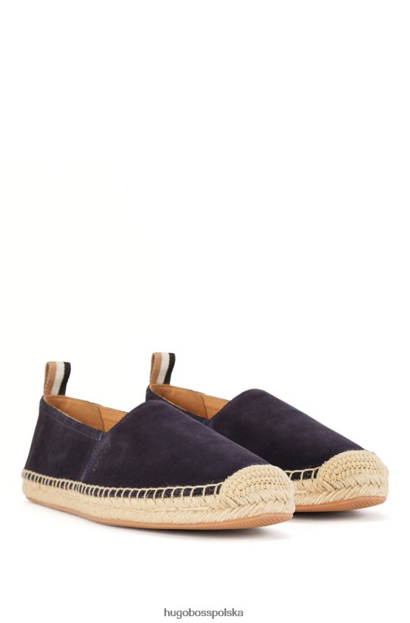 Hugo Boss Zamszowe espadryle z logo emed ciemny niebieski R0X0H64951