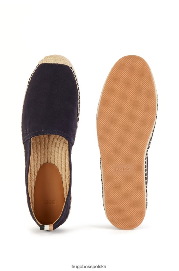 Hugo Boss Zamszowe espadryle z logo emed ciemny niebieski R0X0H64951