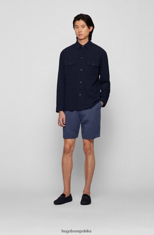 Hugo Boss ciemnoniebieskie zamszowe wsuwane mokasyny z markowym sznurkiem hugo ciemny niebieski R0X0H64936