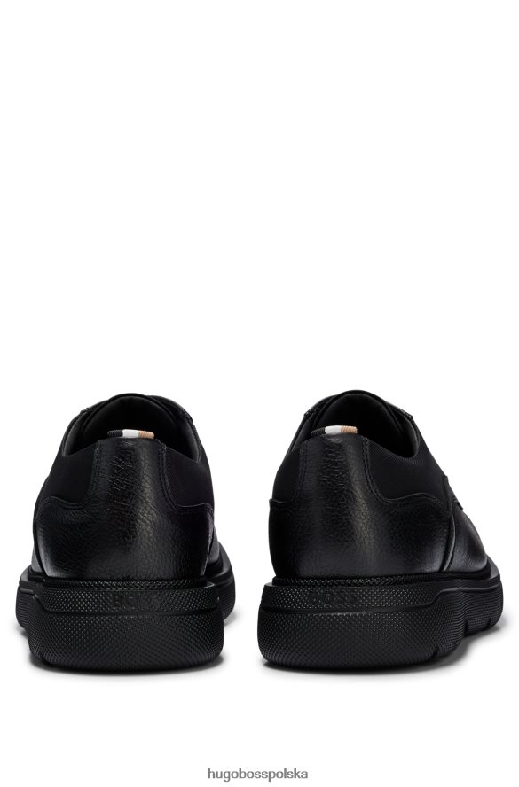 Hugo Boss czarne buty derby z mieszanki materiałów i skóry licowej hugo czarny R0X0H64680
