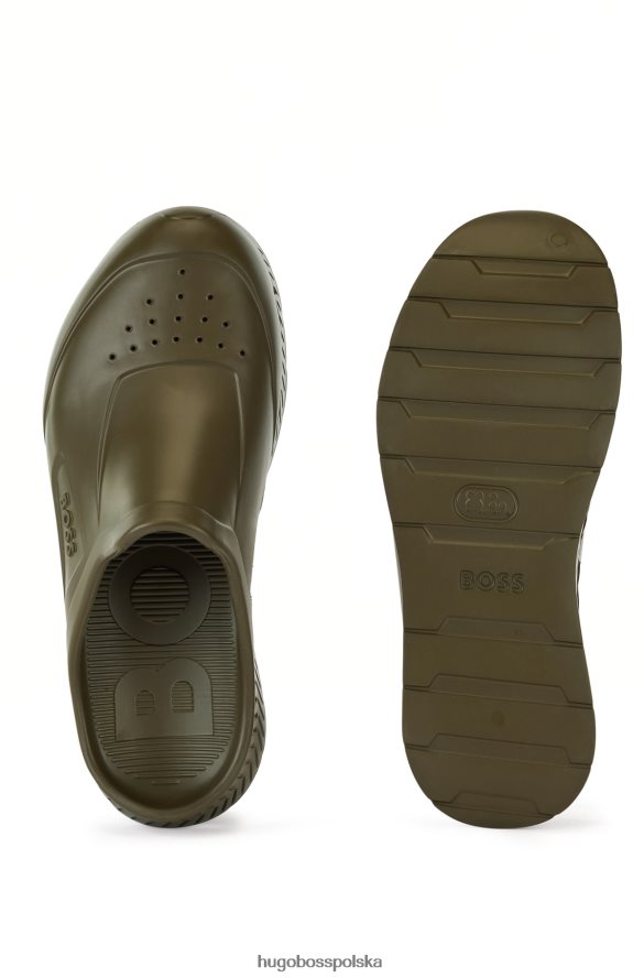 Hugo Boss gumowane sandały wsuwane z logo emed ciemnozielony R0X0H64874