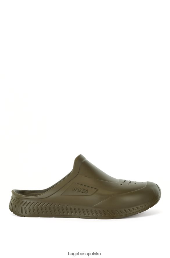 Hugo Boss gumowane sandały wsuwane z logo emed ciemnozielony R0X0H64874