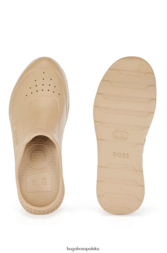 Hugo Boss gumowane sandały wsuwane z logo emed jasny beż R0X0H64875