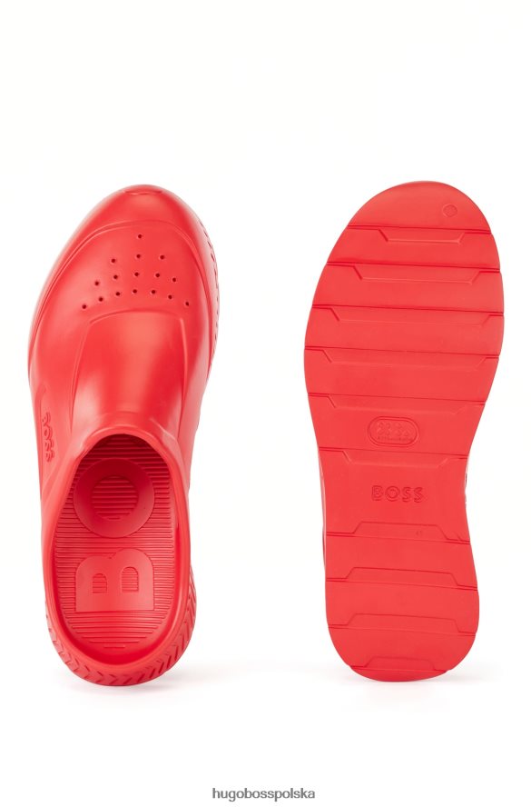 Hugo Boss gumowane, wsuwane sandały hugo z logo emed czerwony R0X0H64870