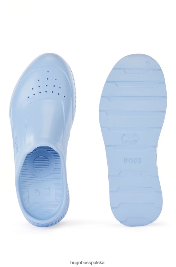 Hugo Boss gumowane, wsuwane sandały hugo z logo emed jasny niebieski R0X0H64871