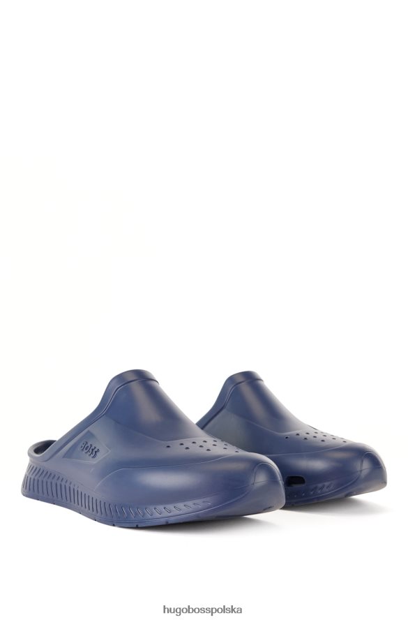Hugo Boss gumowane, wsuwane sandały z logo emed ciemny niebieski R0X0H64872