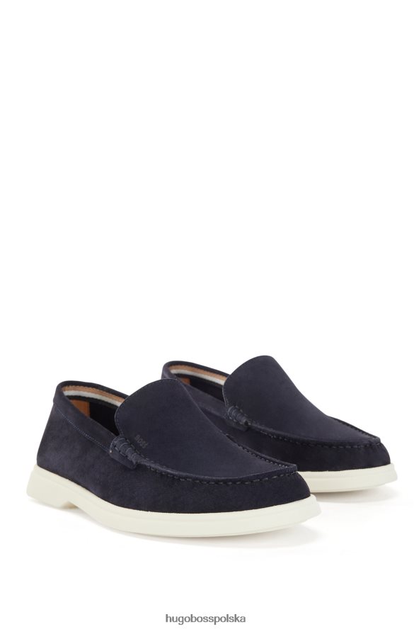 Hugo Boss zamszowe mokasyny z logo emed ciemny niebieski R0X0H65048