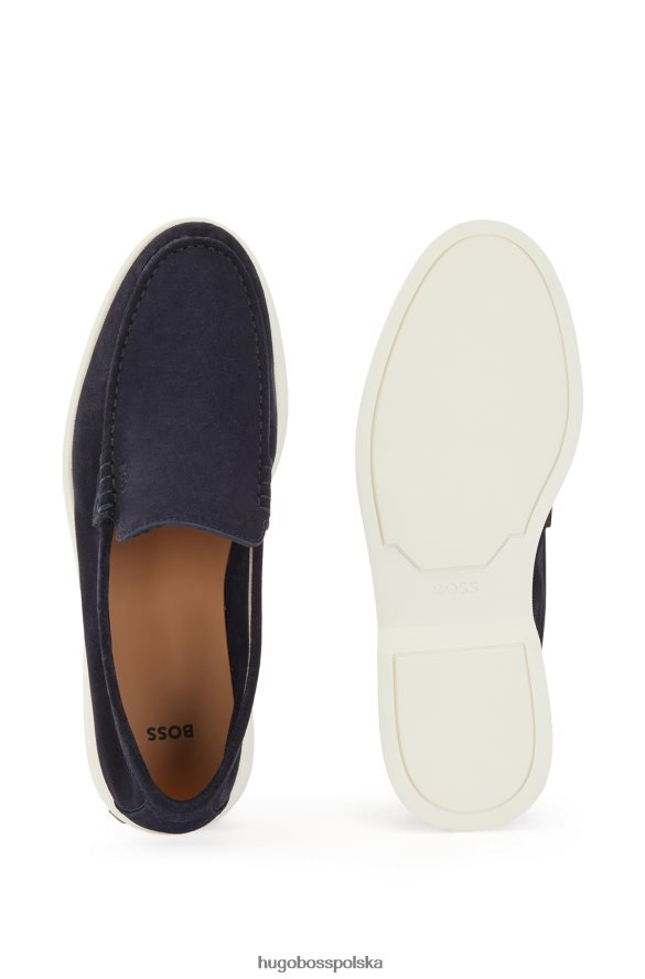 Hugo Boss zamszowe mokasyny z logo emed ciemny niebieski R0X0H65048