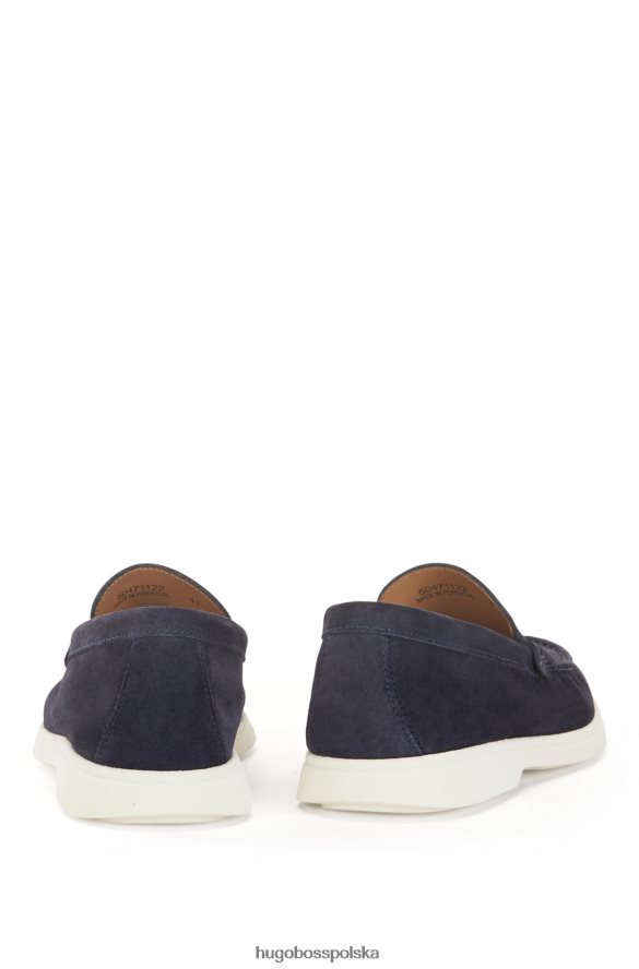 Hugo Boss zamszowe mokasyny z logo emed ciemny niebieski R0X0H65048