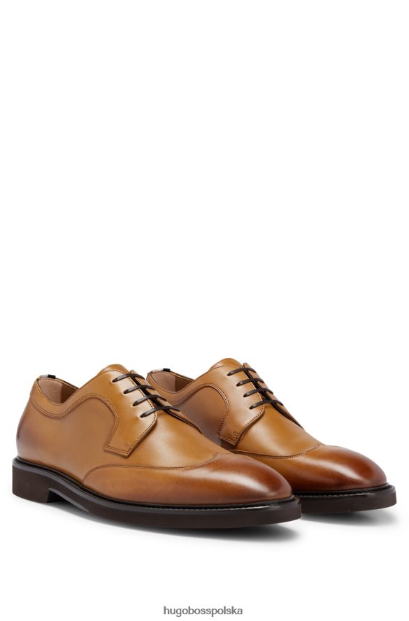 Hugo Boss Buty derby wingtip z polerowanej skóry w kolorze brązowym hugo brązowy R0X0H64792