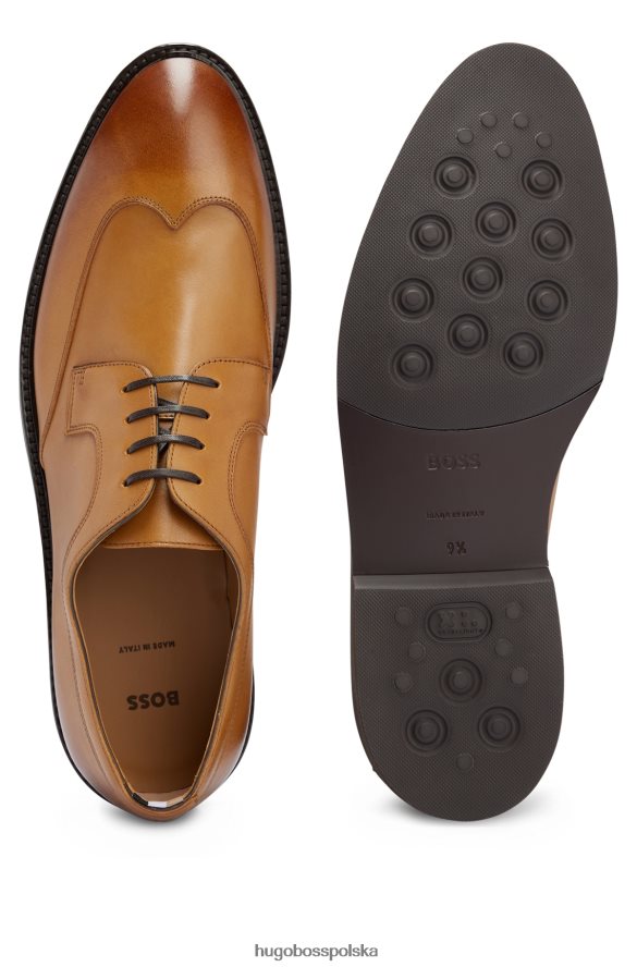 Hugo Boss Buty derby wingtip z polerowanej skóry w kolorze brązowym hugo brązowy R0X0H64792