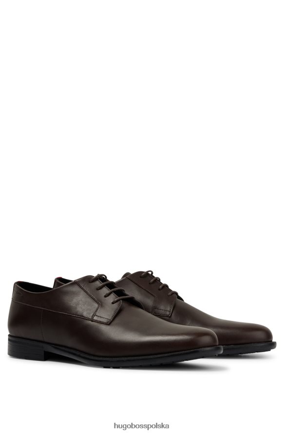 Hugo Boss Buty derby z polerowanej skóry z logo emed ciemny brąz R0X0H64843