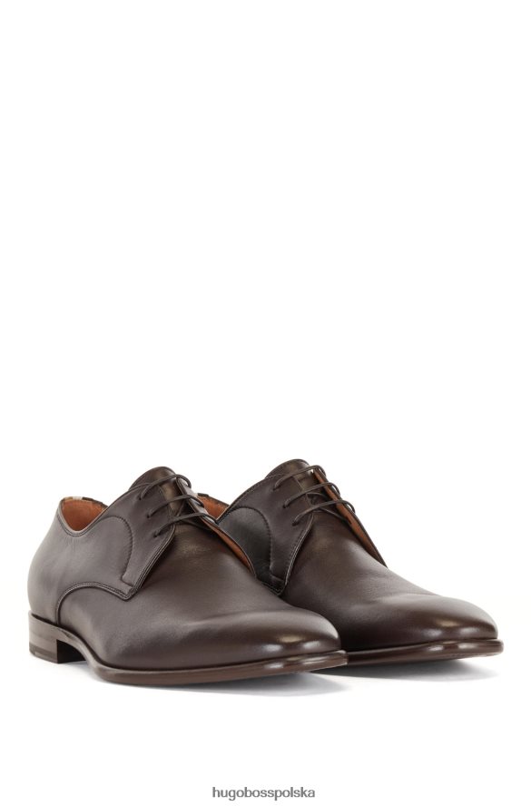 Hugo Boss Hugo ciemnobrązowe buty derby włoskiej produkcji ze skóry ciemny brąz R0X0H65038