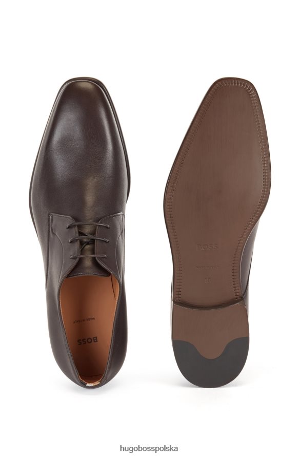 Hugo Boss Hugo ciemnobrązowe buty derby włoskiej produkcji ze skóry ciemny brąz R0X0H65038