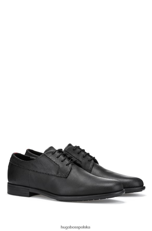 Hugo Boss Hugo, czarne, sznurowane buty derby z drukowanej skóry czarny R0X0H64915