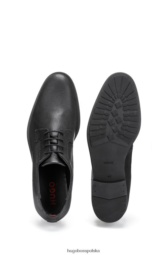 Hugo Boss Hugo, czarne, sznurowane buty derby z drukowanej skóry czarny R0X0H64915