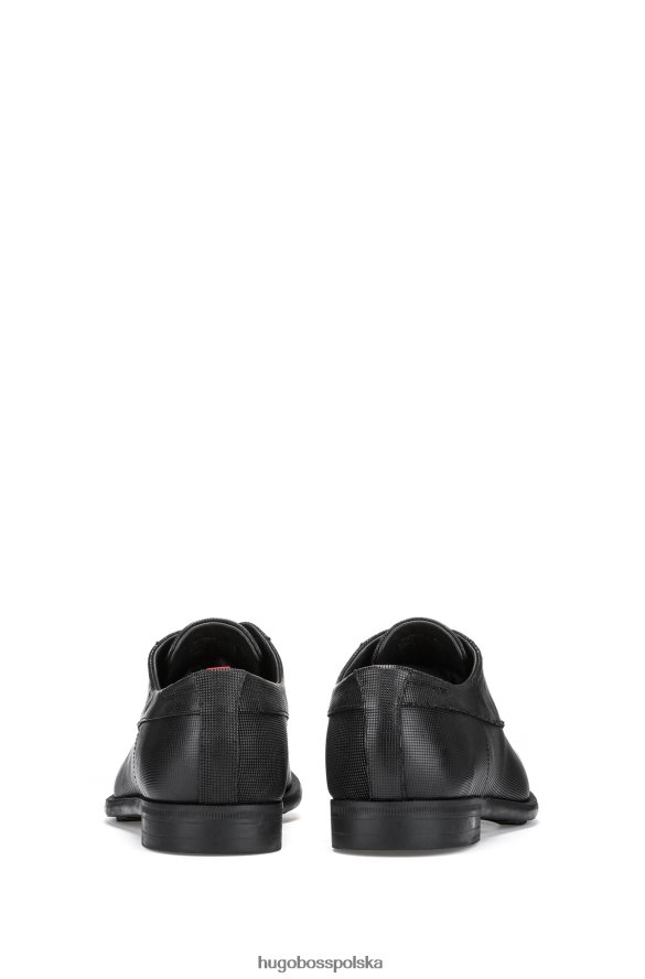 Hugo Boss Hugo, czarne, sznurowane buty derby z drukowanej skóry czarny R0X0H64915