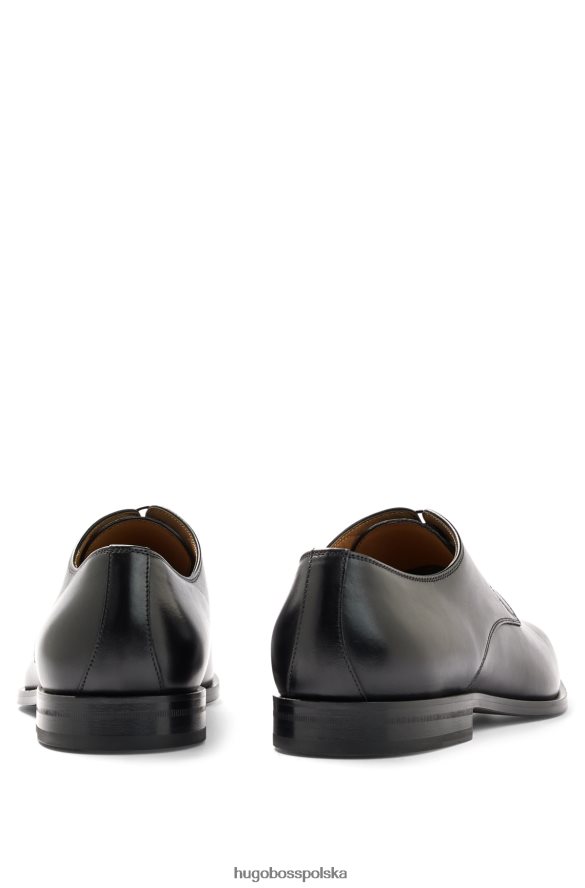 Hugo Boss Hugo czarne, włoskie buty derby ze skóry z przeszytymi detalami czarny R0X0H64809