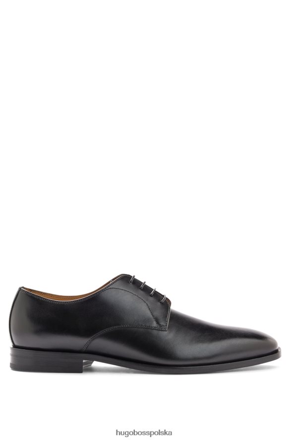 Hugo Boss Hugo czarne, włoskie buty derby ze skóry z przeszytymi detalami czarny R0X0H64809