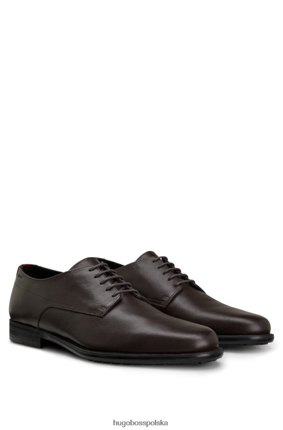 Hugo Boss buty derby ze skóry ziarnistej z logo emed ciemny brąz R0X0H65037