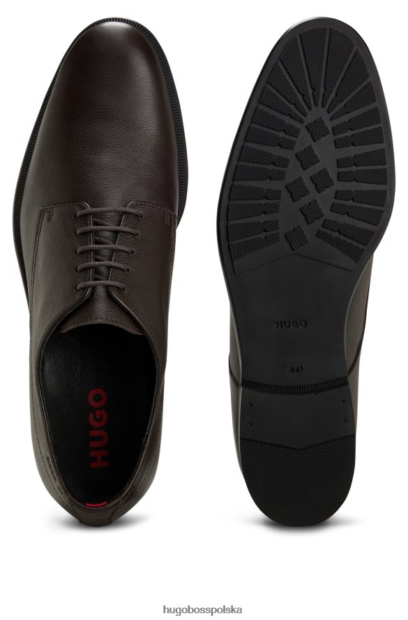 Hugo Boss buty derby ze skóry ziarnistej z logo emed ciemny brąz R0X0H65037