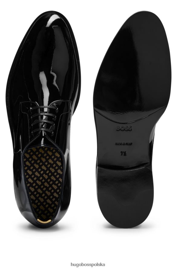 Hugo Boss czarne lakierowane derby z wkładką z monogramem hugo czarny R0X0H65019