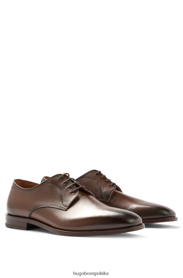 Hugo Boss włoskie buty derby ze skóry z przeszyciami w kolorze brązu hugo brązowy R0X0H64807