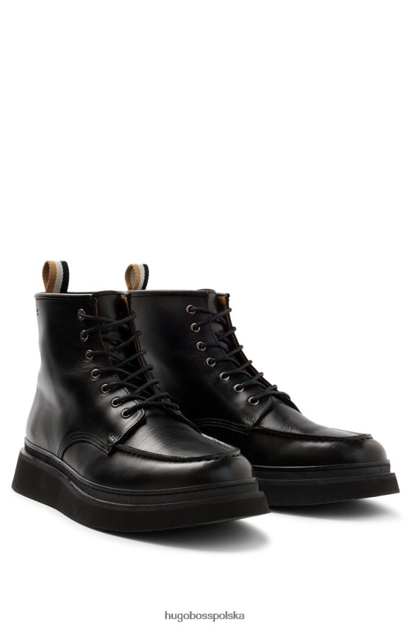 Hugo Boss Czarne buty hugo z zakrytymi noskami i podciąganą skórą czarny R0X0H64977