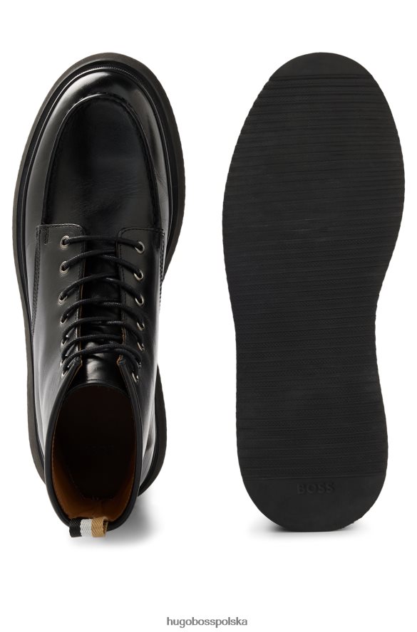 Hugo Boss Czarne buty hugo z zakrytymi noskami i podciąganą skórą czarny R0X0H64977
