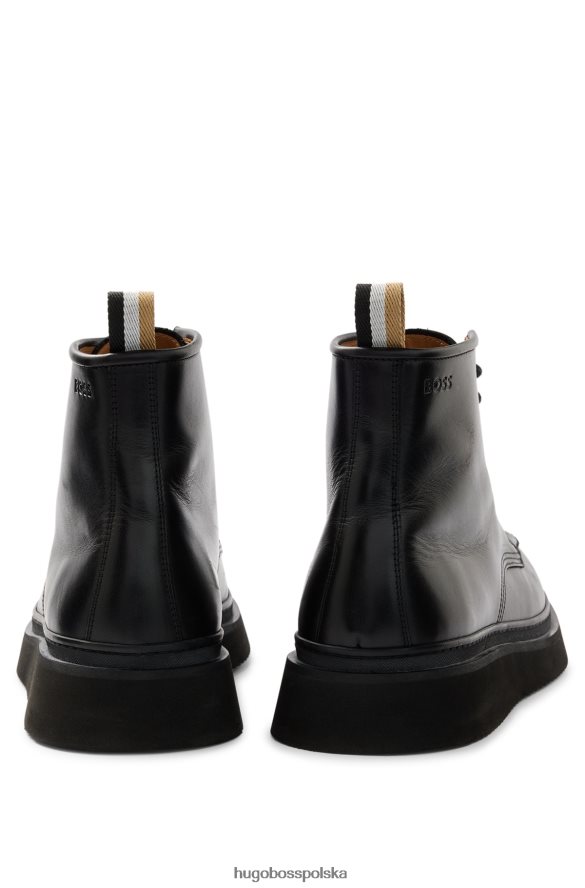 Hugo Boss Czarne buty hugo z zakrytymi noskami i podciąganą skórą czarny R0X0H64977