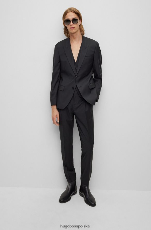 Hugo Boss Czarne buty hugo zapinane na zamek, z polerowanej skóry, z detalami z logo czarny R0X0H64838