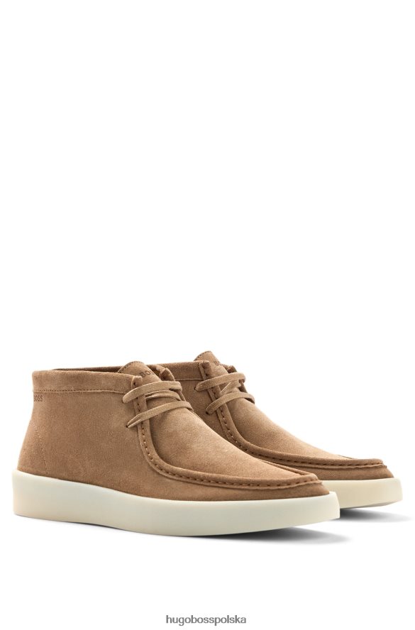Hugo Boss Hugo beżowe zamszowe buty pustynne z fartuchem beżowy R0X0H64771