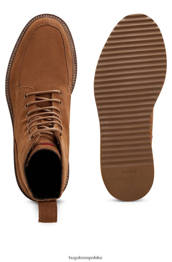 Hugo Boss Hugo brązowe sznurowane buty ze skóry zamszowej z podeszwą z pianki EVA brązowy R0X0H64895